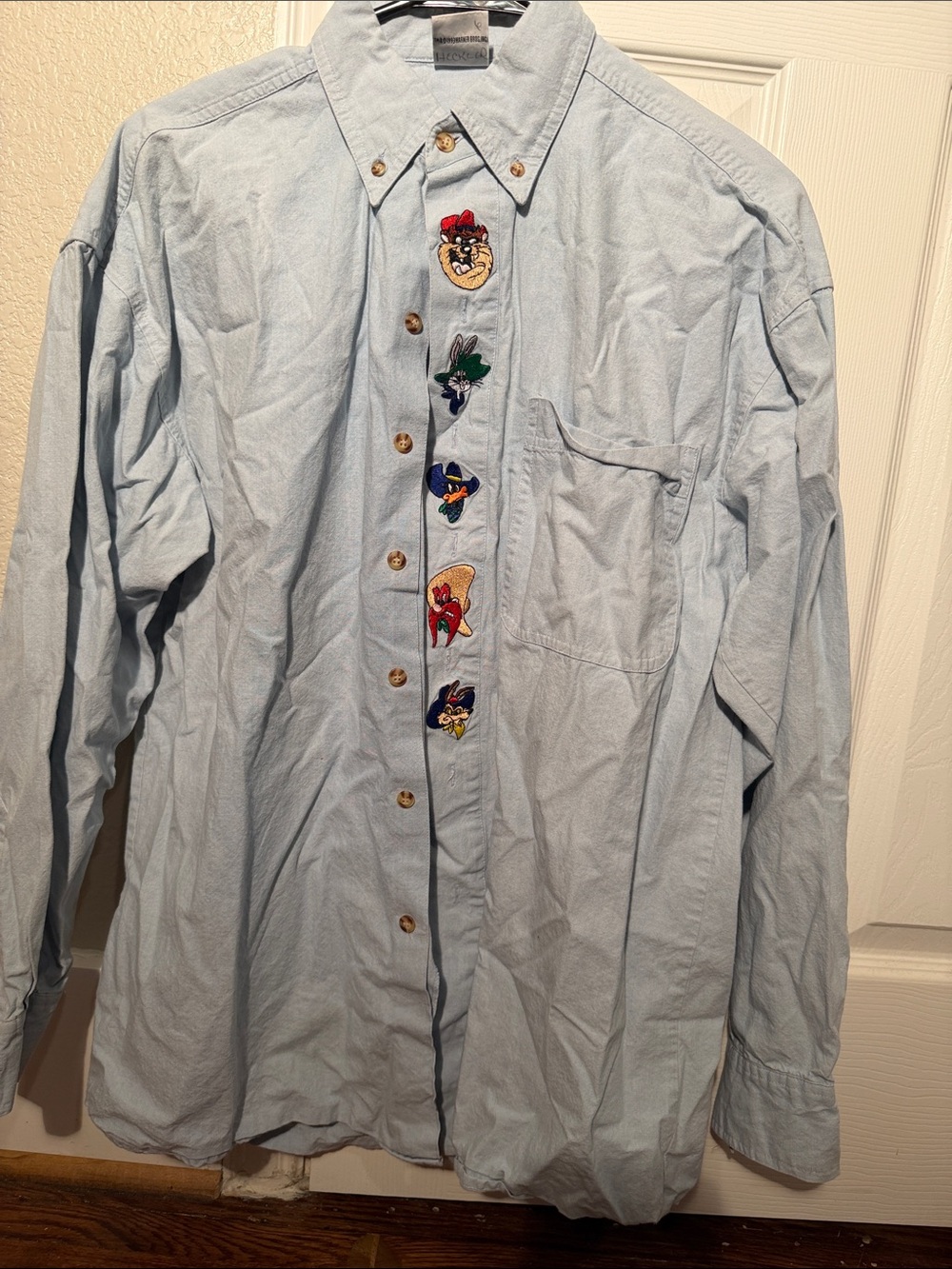ACME Light Blue Embroidered Casual Button-Down Shirt
